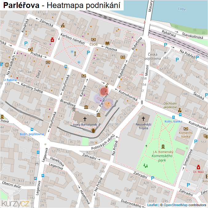 Mapa Parléřova - Firmy v ulici.