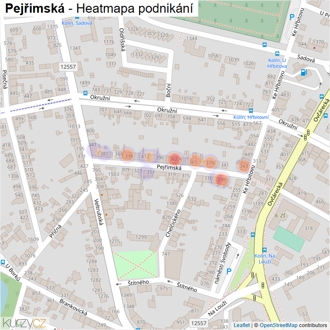 Mapa Pejřimská - Firmy v ulici.