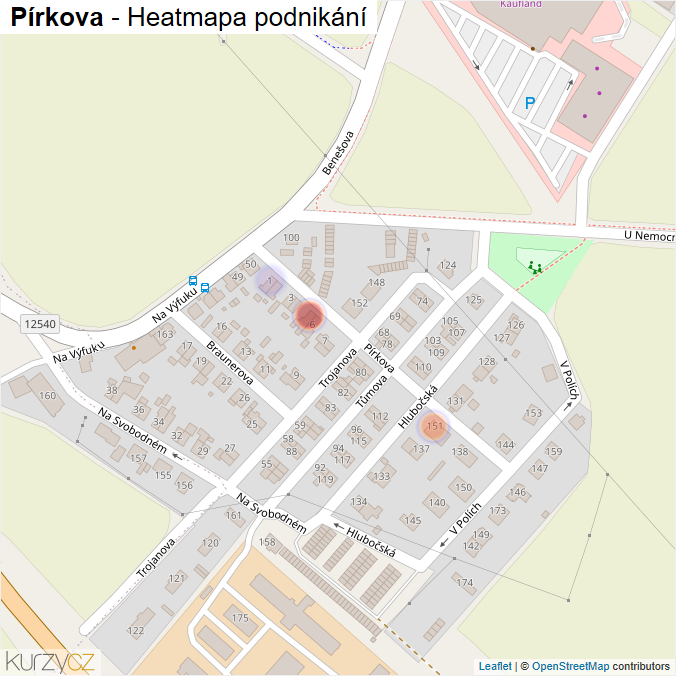 Mapa Pírkova - Firmy v ulici.