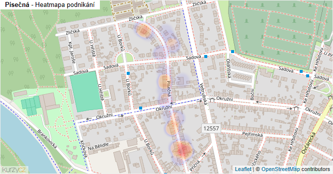 Písečná - mapa podnikání