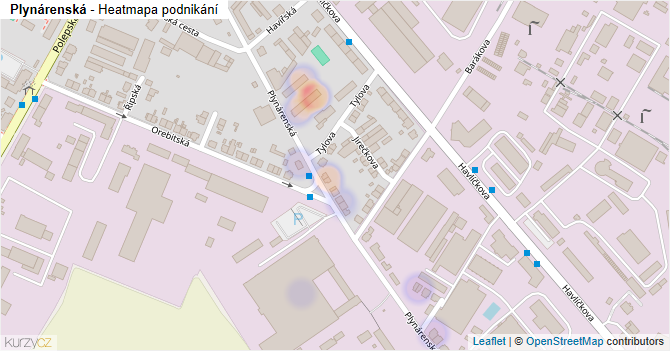 Plynárenská - mapa podnikání