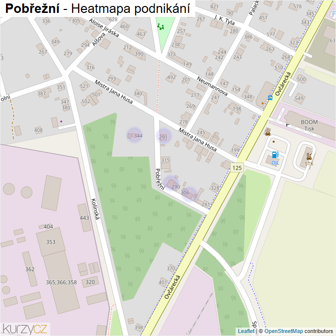 Mapa Pobřežní - Firmy v ulici.
