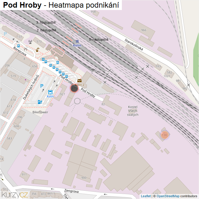 Mapa Pod Hroby - Firmy v ulici.
