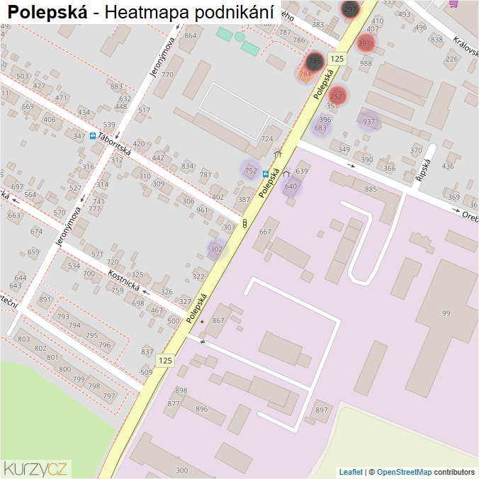 Mapa Polepská - Firmy v ulici.