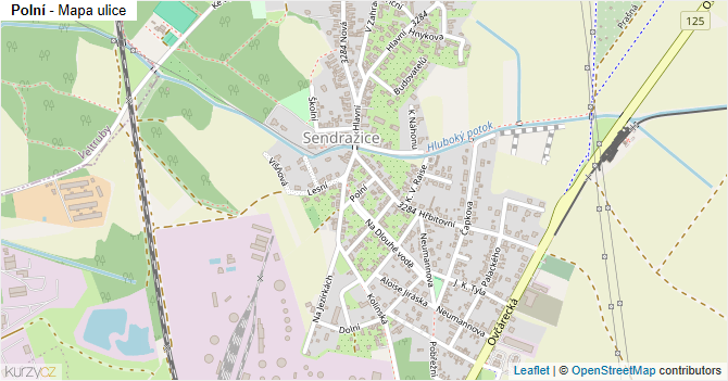 Polní - mapa ulice