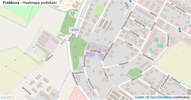 Práškova - mapa podnikání