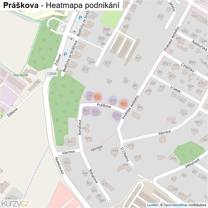 Mapa Práškova - Firmy v ulici.