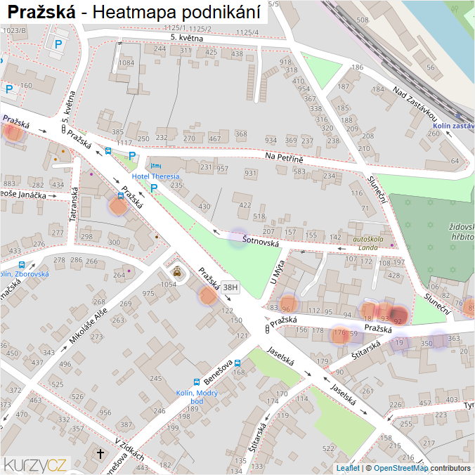 Mapa Pražská - Firmy v ulici.