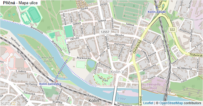 Příčná - mapa ulice