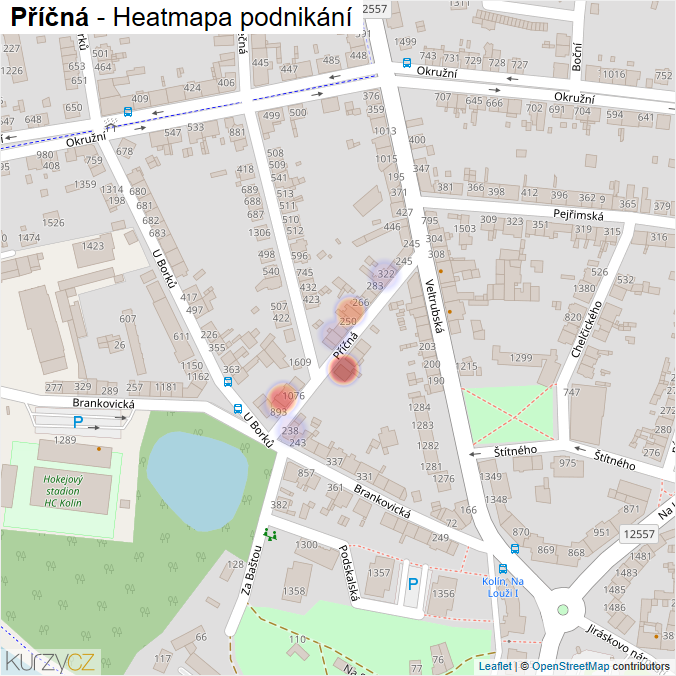 Mapa Příčná - Firmy v ulici.