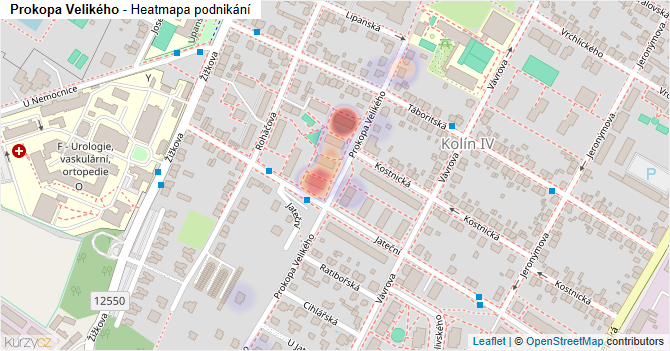 Prokopa Velikého - mapa podnikání