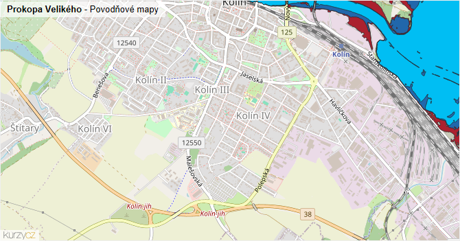 Prokopa Velikého - záplavové mapy stoleté vody