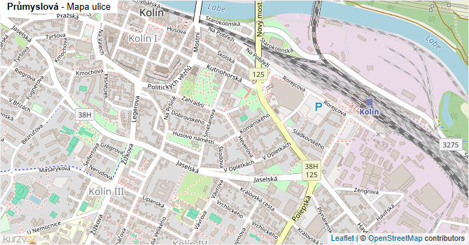 Průmyslová - mapa ulice