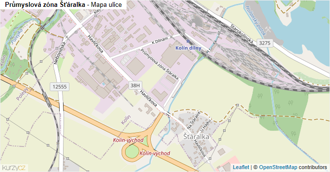 Průmyslová zóna Šťáralka - mapa ulice