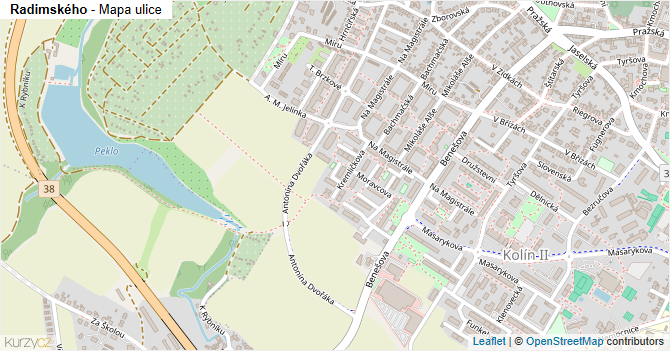 Radimského - mapa ulice