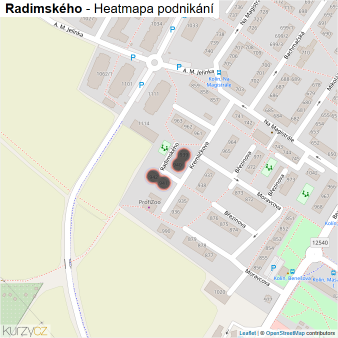 Mapa Radimského - Firmy v ulici.