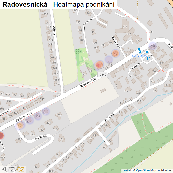 Mapa Radovesnická - Firmy v ulici.