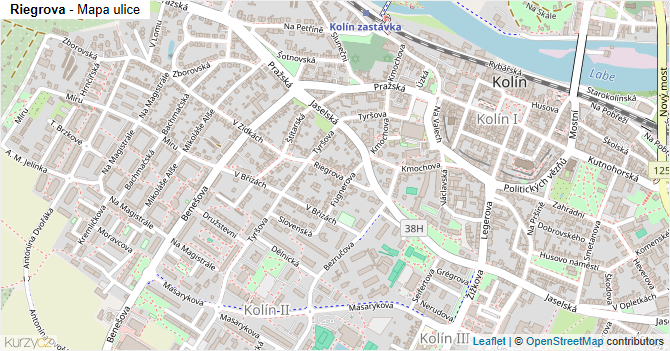 Riegrova - mapa ulice