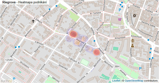 Riegrova - mapa podnikání