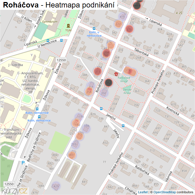 Mapa Roháčova - Firmy v ulici.