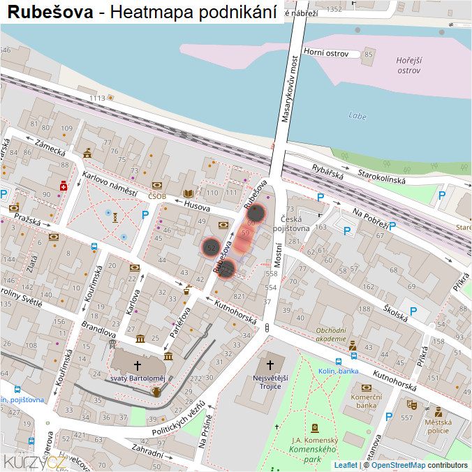 Mapa Rubešova - Firmy v ulici.