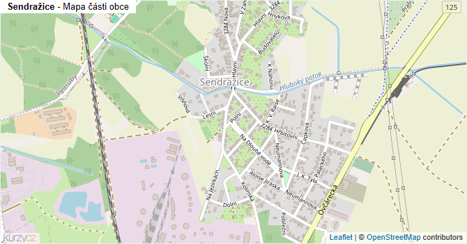 Sendražice - mapa části obce