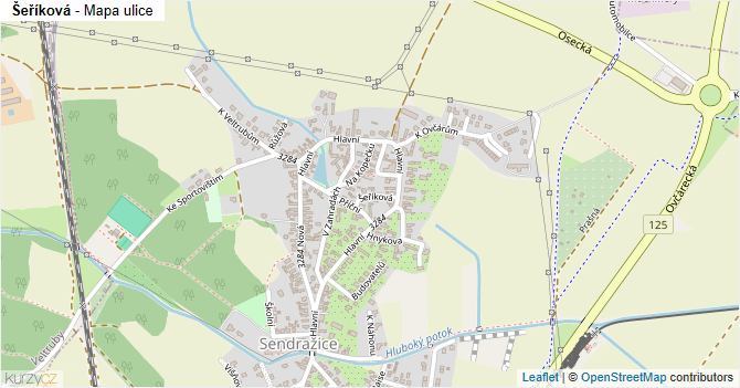 Šeříková - mapa ulice