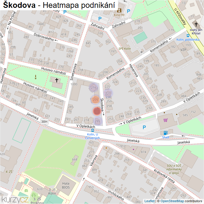 Mapa Škodova - Firmy v ulici.