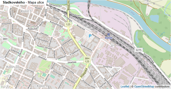 Sladkovského - mapa ulice