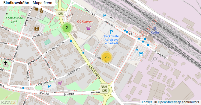 Sladkovského - mapa firem