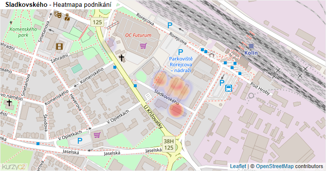 Sladkovského - mapa podnikání