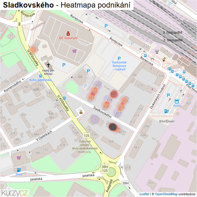 Mapa Sladkovského - Firmy v ulici.