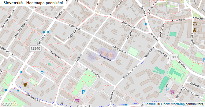 Slovenská - mapa podnikání