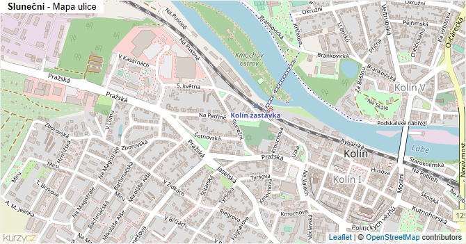 Sluneční - mapa ulice