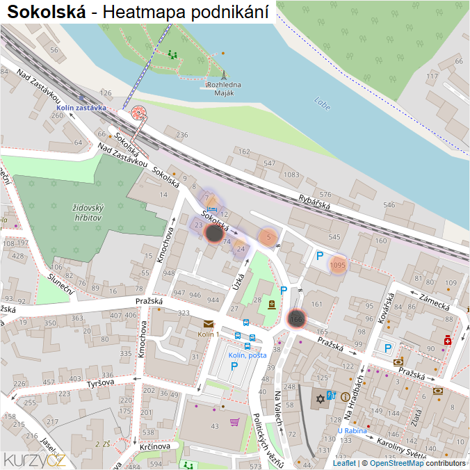 Mapa Sokolská - Firmy v ulici.