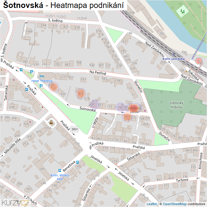 Mapa Šotnovská - Firmy v ulici.