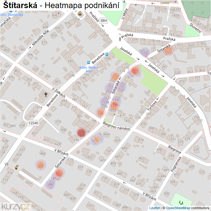 Mapa Štítarská - Firmy v ulici.