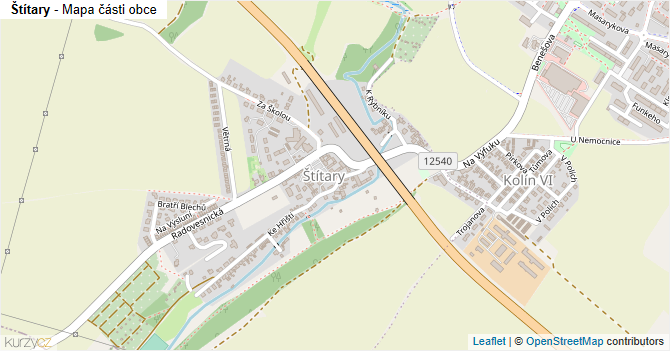 Štítary - mapa části obce