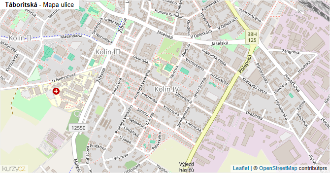Táboritská - mapa ulice