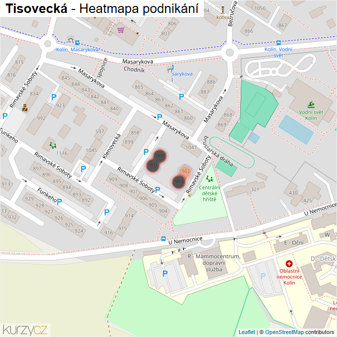 Mapa Tisovecká - Firmy v ulici.