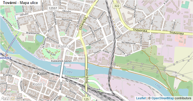 Tovární - mapa ulice