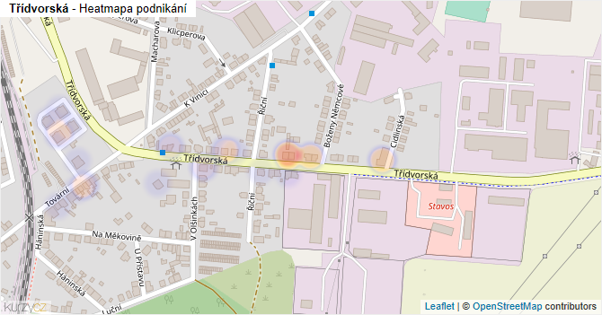 Třídvorská - mapa podnikání