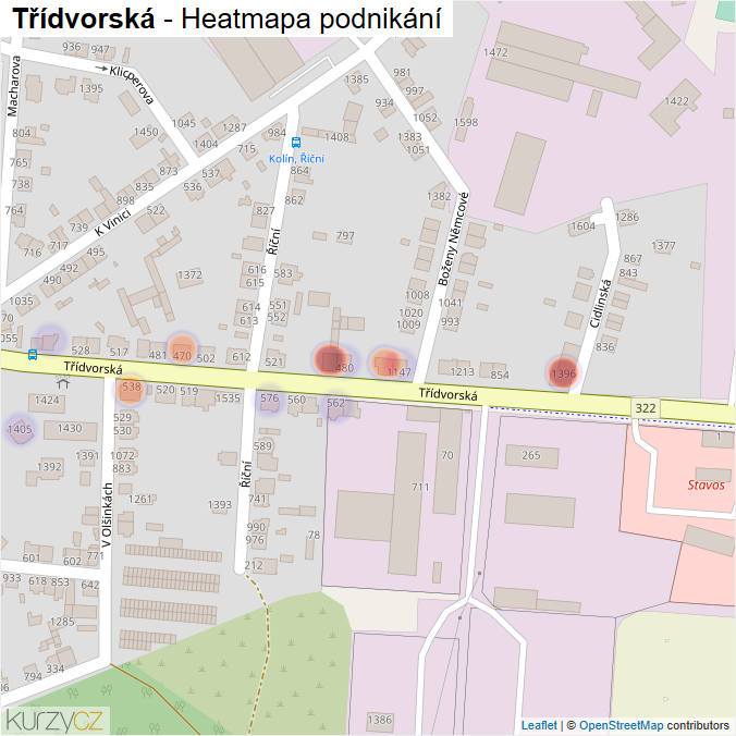 Mapa Třídvorská - Firmy v ulici.