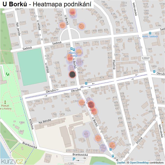 Mapa U Borků - Firmy v ulici.