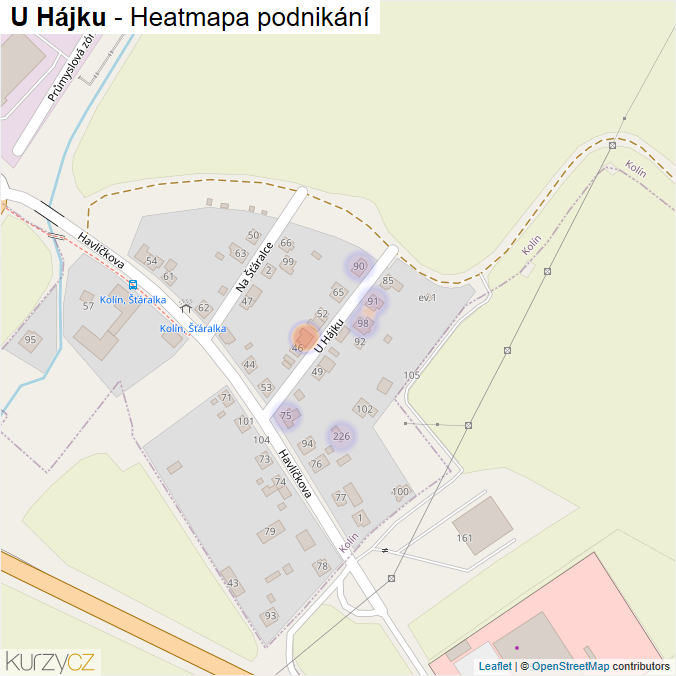 Mapa U Hájku - Firmy v ulici.