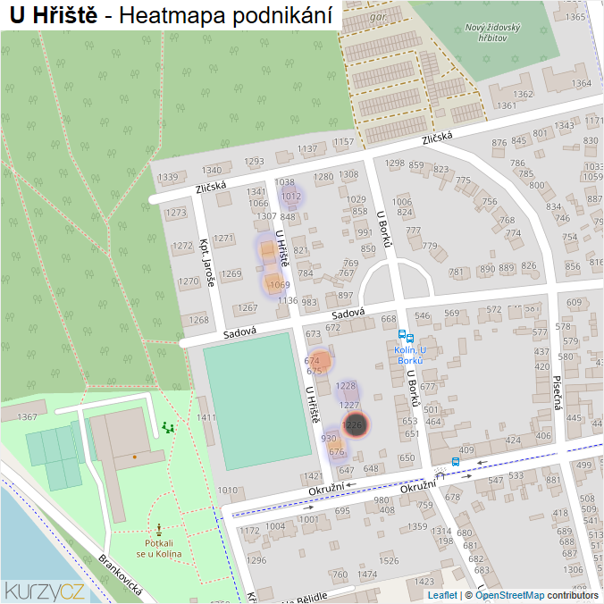 Mapa U Hřiště - Firmy v ulici.