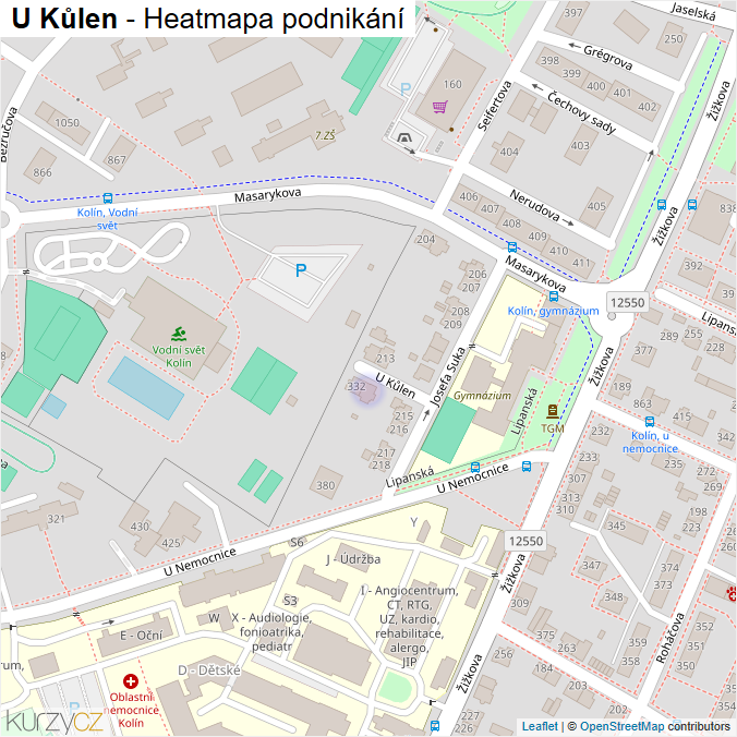 Mapa U Kůlen - Firmy v ulici.