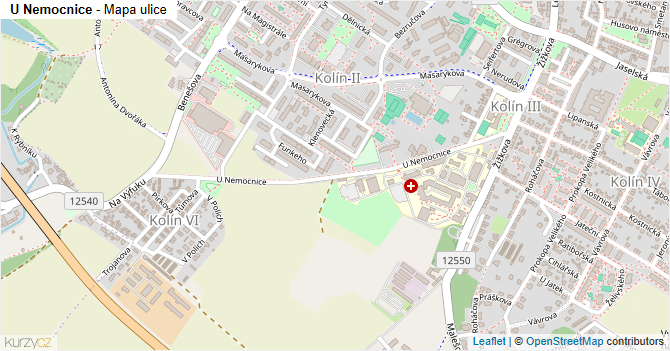 U Nemocnice - mapa ulice