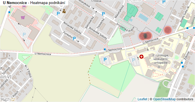 U Nemocnice - mapa podnikání
