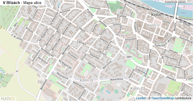 V Břízách - mapa ulice